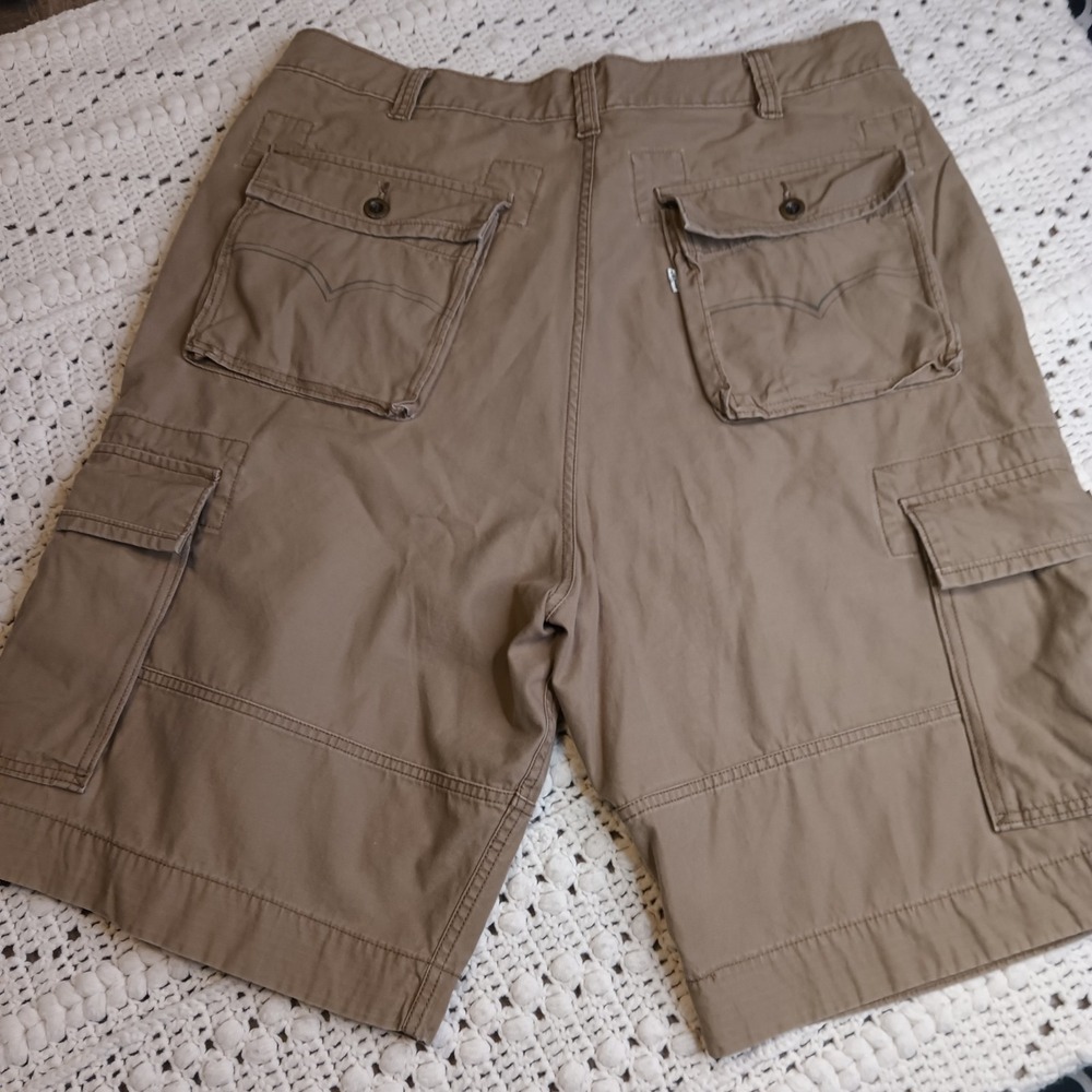 Levi Strauss Mens 40 White Tab Cargo Shorts Khaki Snap 3D Pockets Outdoor Heavy - Picture 5 of 16